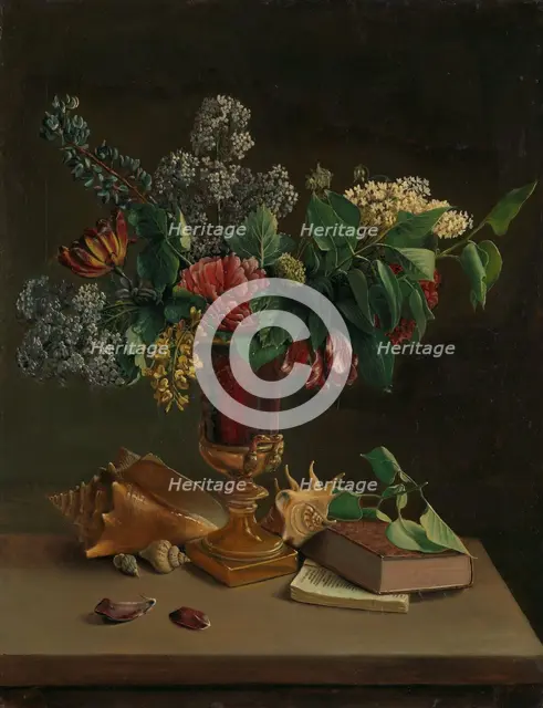 Still Life with Flowers, 1847. Creator: Knud Bergslien.