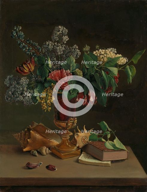 Still Life with Flowers, 1847. Creator: Knud Bergslien.