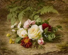 Still Life with Flowers, 1852. Creator: Simon Saint-Jean