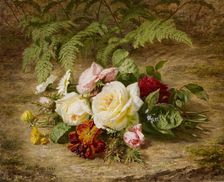 Still Life with Flowers, 1852. Creator: Simon Saint-Jean