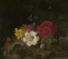 Still Life with Flowers, 1867. Creator: Frants Diderik Bøe