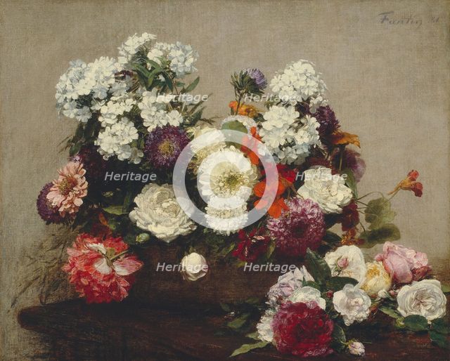 Still Life with Flowers, 1881. Creator: Henri Fantin-Latour.