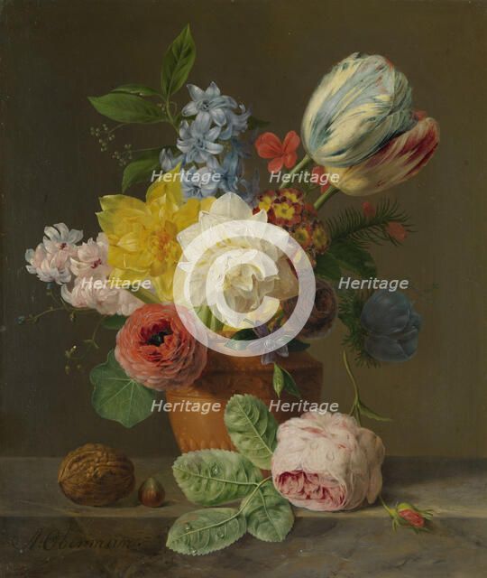 Still Life with Flowers and Nuts, c.1830. Creator: Anthony Oberman.