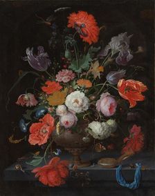 Still Life with Flowers and a Watch, c.1660-c.1679. Creator: Abraham Mignon
