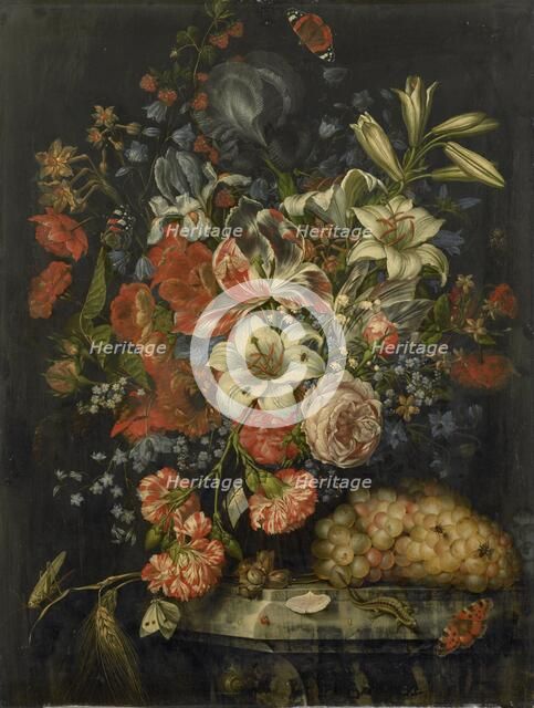 Still Life with Flowers and Fruit, 1671. Creator: Ottmar Elliger.