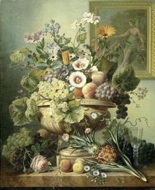 Still Life with Flowers and Fruit, 1815-1830. Creator: Eelke Jelles Eelkema