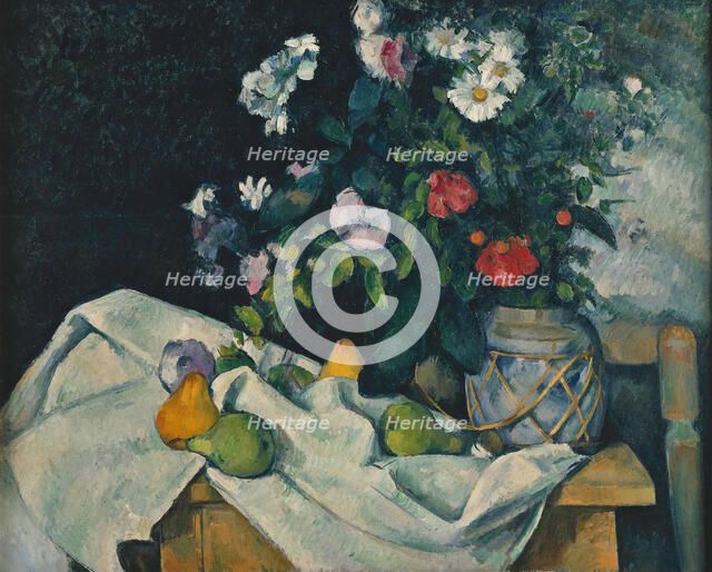 Still Life with Flowers and Fruit, 1889-1890. Artist: Cézanne, Paul (1839-1906)
