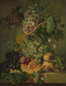 Still Life with Flowers and Fruits, 1816-1817. Creator: Albertus Jonas Brandt