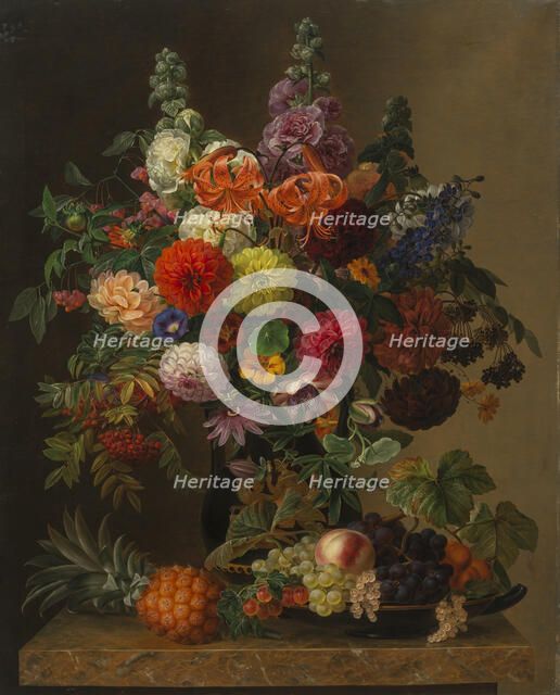 Still life with Flowers and fruits, 1836. Creator: Jensen, Johan Laurentz (1800-1856).
