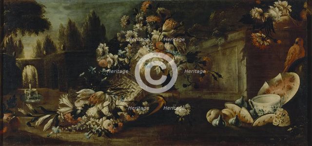 Still Life with Flowers and Parrot, 1700. Creator: Gasparo Lopez.