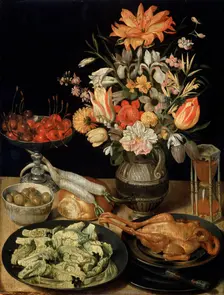 Still Life with Flowers and Snack c1630-c1635. Artist: Georg Flegel