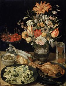 Still Life with Flowers and Snack c1630-c1635. Artist: Georg Flegel