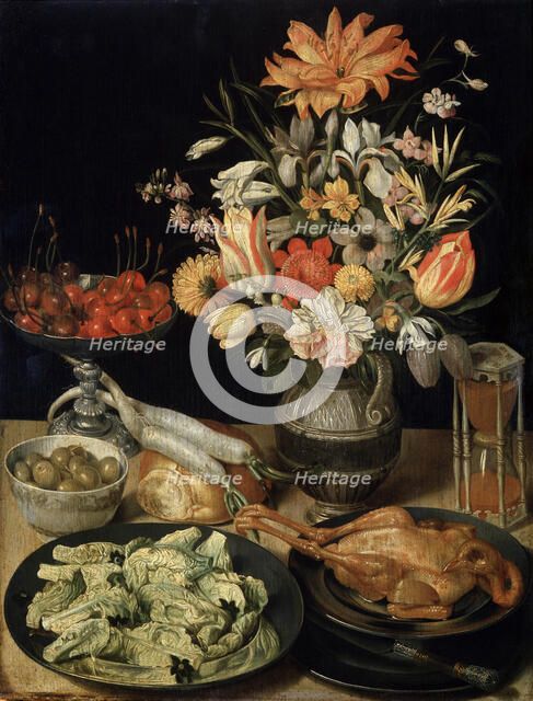 'Still Life with Flowers and Snack', c1630-c1635. Artist: Georg Flegel