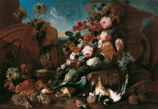 Still life with flowers, dead birds and pieces of ruins, 1712. Creator: Franz Werner von Tamm
