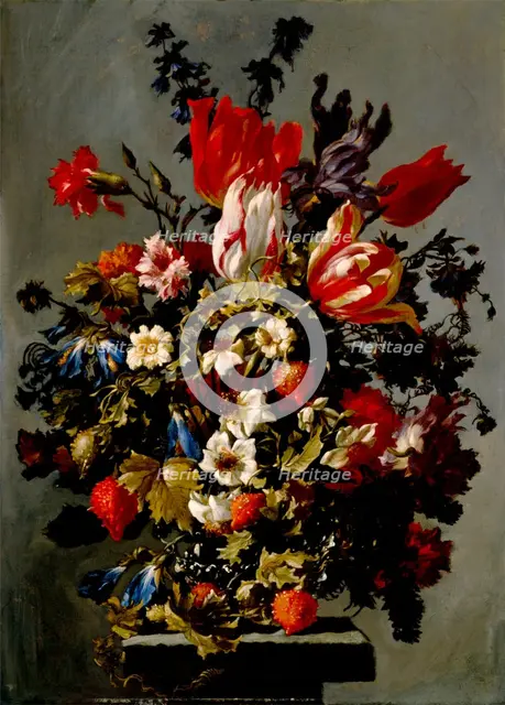 Still Life with Flowers on a Stone Pedestal, probably third quarter of the 17th century. Creator: Unknown.