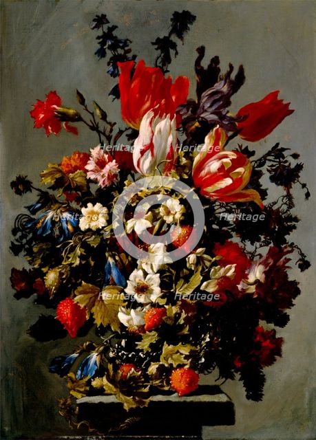 Still Life with Flowers on a Stone Pedestal, probably third quarter of the 17th century. Creator: Unknown.