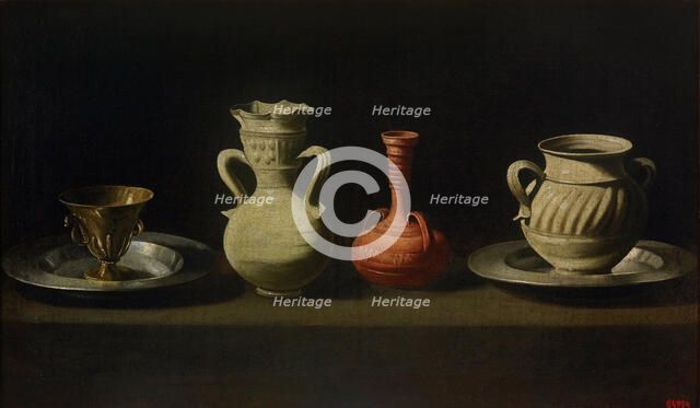Still Life with Four Vessels. Artist: Zurbarán, Francisco, de (1598-1664)