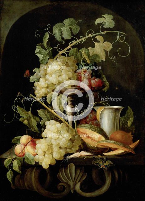 Still life with fruit , 1650-1660. Creator: Hecke, Jan van den (1620-1684).