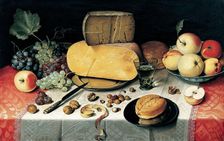 Still Life with Fruit, Nuts and Cheese, 1613. Creator: Dijck (Dyck), Floris Claesz. (ca. 1575-1651)