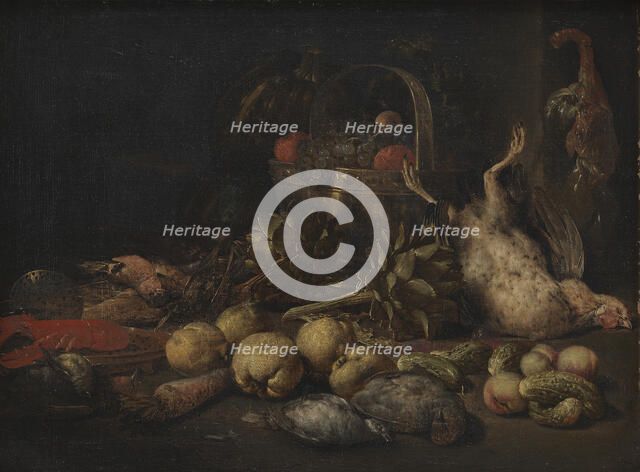 Still Life with Fruit and Birds, 1636-1691. Creator: Peeter Gysels.