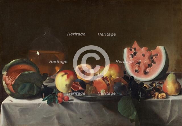 Still Life with Fruit and Carafe, c. 1610/1620. Creator: Pensionante del Saraceni.