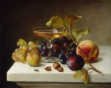 Still Life with Fruit and Champagne, 1869. Creator: Helen Searle