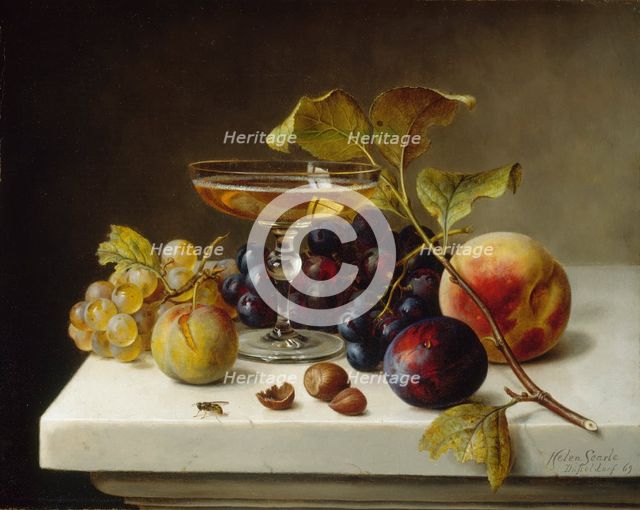 Still Life with Fruit and Champagne, 1869. Creator: Helen Searle.