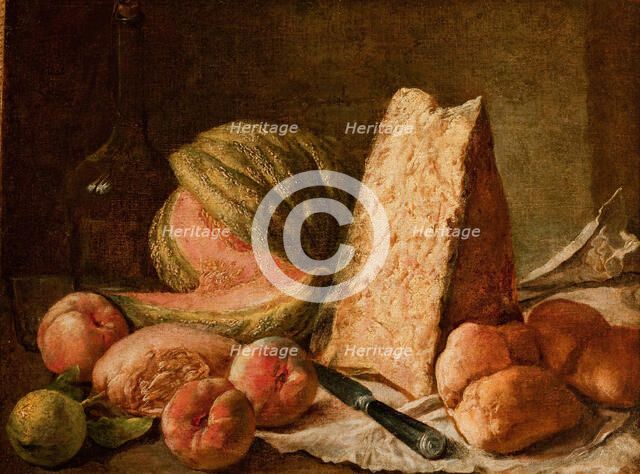 Still Life with Fruit and Cheese, 2nd half of 18th century. Creator: Giacomo Ceruti.