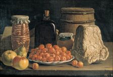 Still life with fruit and cheese oil on canvas