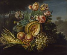 Still Life with Fruit and Flowers, 1824. Creator: Cornelius de Beet