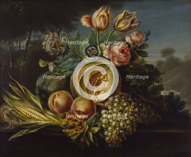 Still Life with Fruit and Flowers, 1824. Creator: Cornelius de Beet.