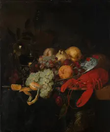 Still Life with Fruit and Lobster, c1655-1660. Creator: Pieter de Ring