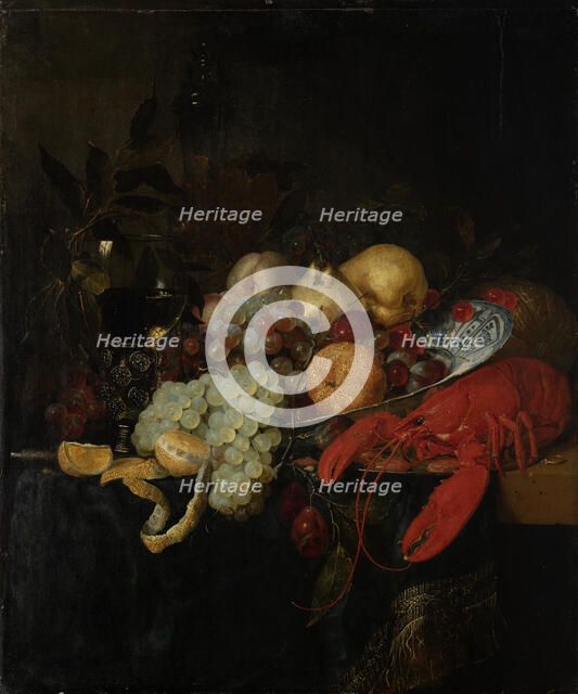 Still Life with Fruit and Lobster, c1655-1660. Creator: Pieter de Ring.