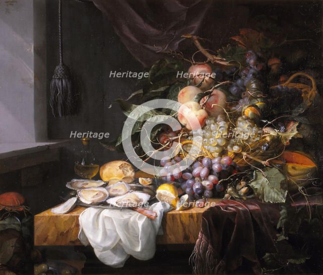 Still Life with fruit and oysters. Artist: Walscapelle, Jacob van (1644-1727)