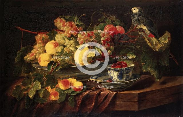 Still Life with Fruit and Parrot, 1645. Creator: Jan Fyt.