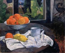 Still life with fruit bowl and lemons, c. 1890. Creator: Gauguin, Paul Eugéne Henri (1848-1903)