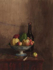 Still Life with Fruit Bowl (Quinces, Apples and a Pear), 1863. Creator: Leon Bonvin