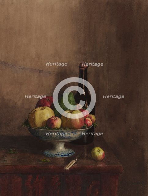 Still Life with Fruit Bowl (Quinces, Apples and a Pear), 1863. Creator: Leon Bonvin.
