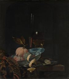 Still Life with Fruit, Glassware, and a Wanli Bowl, 1659. Creator: Willem Kalf
