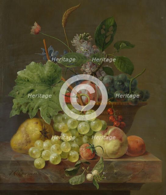 Still Life with Fruit in a Terracotta Dish, c.1830. Creator: Anthony Oberman.