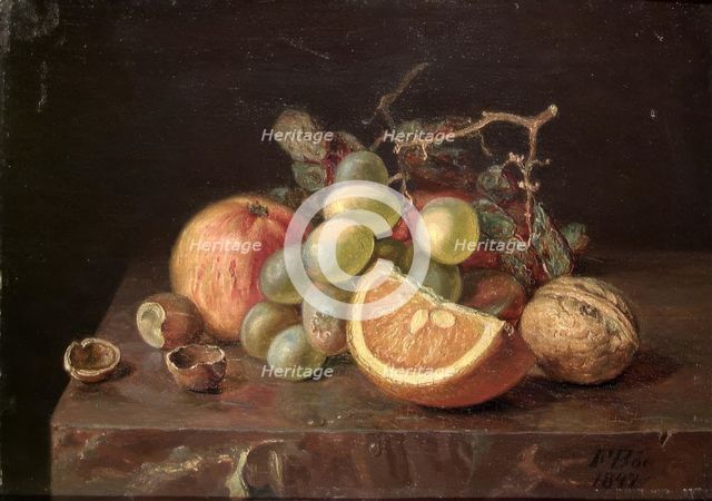 Still Life with Fruits, 1847. Creator: Frants Diderik Boe.