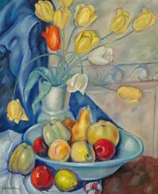 Still life with fruits and tulips, 1927-1928. Creator: Friesz, Achille-Emile-Othon (1879-1949)