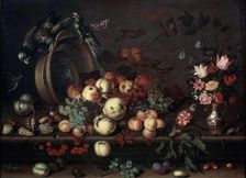 Still Life with Fruits, Flowers and Parrots 1620s. Artist: Balthasar van der Ast