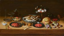 Still life with fruits, pastries, a tazza and guinea pig. Creator: Kessel, Jan van, the Elder (1626-1679)