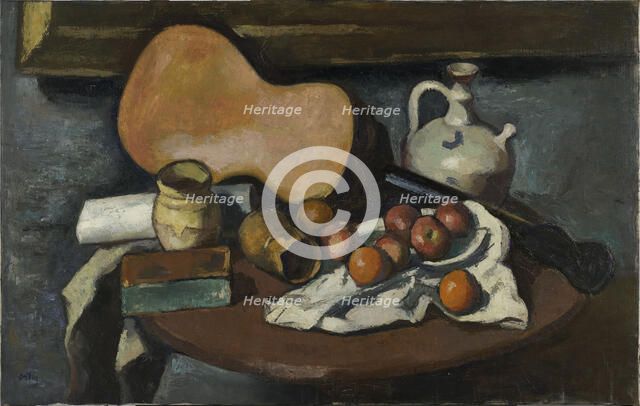 Still Life with Guitar, 1920s. Creator: Ortiz de Zárate, Manuel (1887-1946).