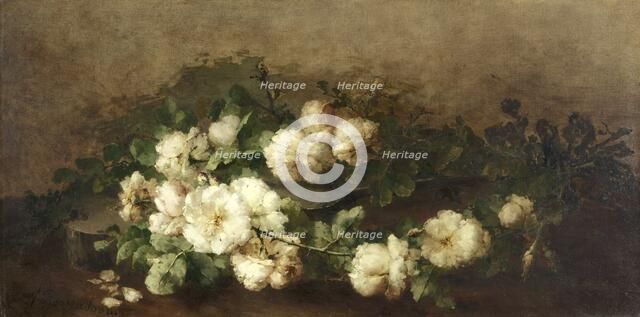 Still life with guitar and roses, 1880-1896. Creator: Marguerite Roosenboom.