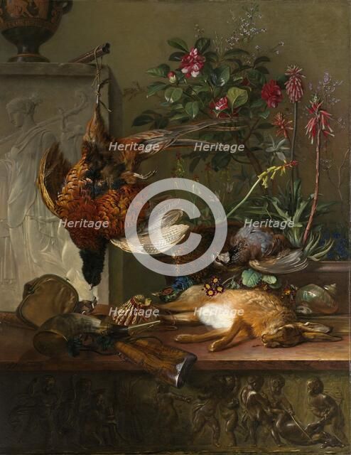 Still Life with Game and a Greek Stele: Allegory of Autumn, 1818. Creator: Georgius Jacobus Johannes van Os.