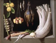 Still Life with Game, Vegetables and Fruits by Juan Sanchez Cotan 1602