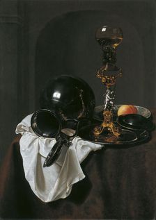 Still Life with glass of wine and pewter jug. Artist: Treck, Jan Jansz. (1605-1652)