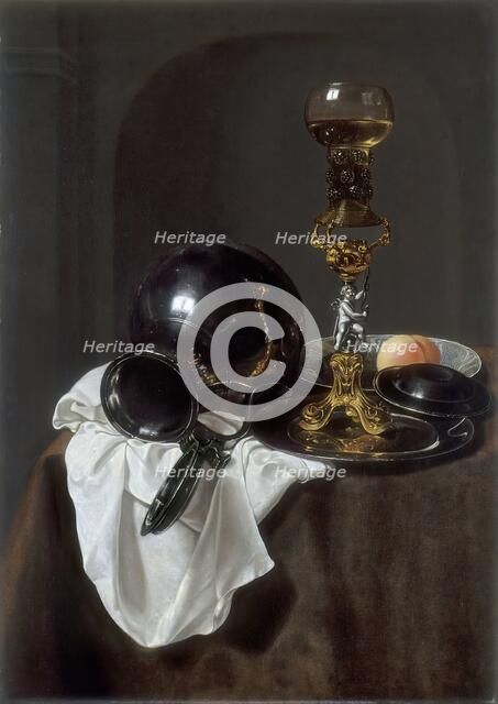 Still Life with Glass of Wine, pewter Jug and other Objects, c1640s. Creator: Jan Jansz Treck.